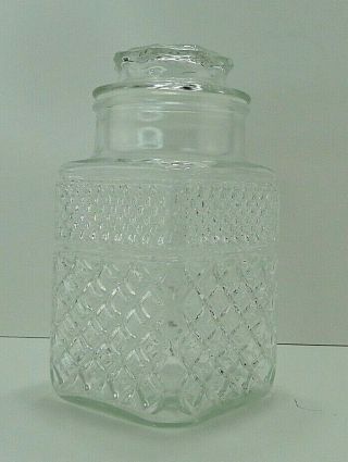 Large Vintage Anchor Hocking Clear Glass Wexford Canister Storage Jar 9.  5 "