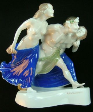 Rosenthal Selb Storming Bacchantes Porcelain Figure Designed By Albert Caasmann