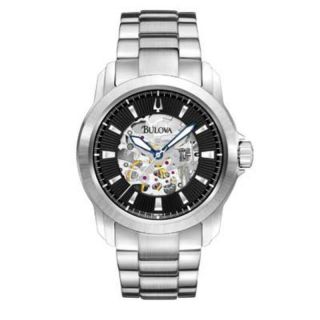 Bulova Automatic 21 Jewels Black Dial Stainless Steel Men 