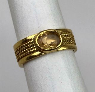Antique Victorian Edwardian Etruscan 22k Gold Yellow Spinel Ladies Ring Sz 5.  75