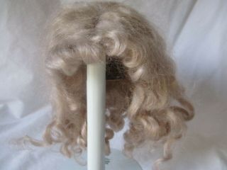 Vintage Antique Doll Wig Silver Blond Global 100 Mohair 9 " - 10 "