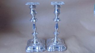 Pair Large Victorian Sterling Silver Candlesticks 1896,  24cm