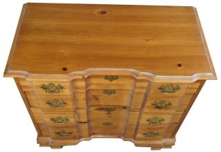 1987 Lane Furniture Chippendale Pine Goddard Block Front Bachelors Chest Dresser 3