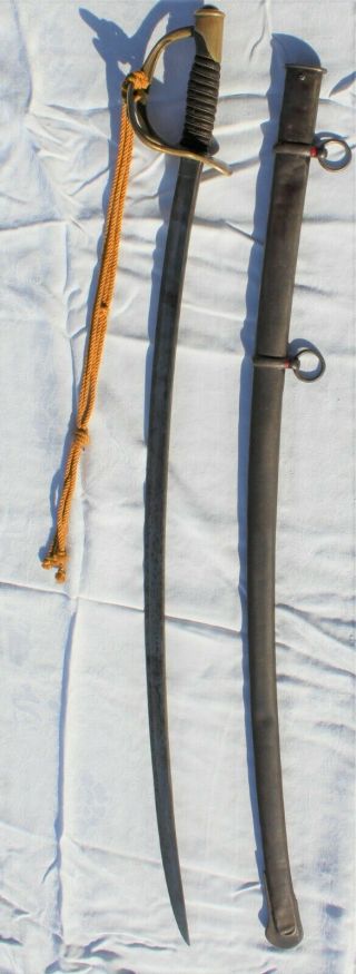 Vintage Antique Ames 1865 Civil War Sword With Scabbard G.  W.  C.  Chicopee Mass.