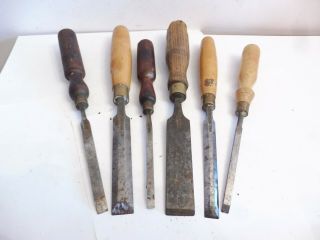 Found 6 Vintage Mixed Size Wood Carving Chisels Tyzack,  Marples,  Footprint