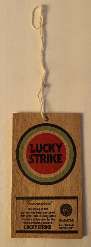 Rare Vintage Lucky Strike Cigarettes Cedar Garment Tag Advertising