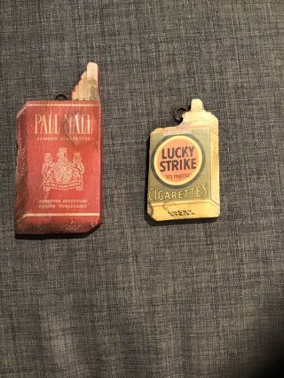 Vintage Rare Lucky Strike & Pall Mall Cigarette Hanging Wooden Plaque.  Unusual