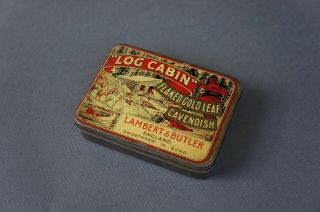 Log Cabin Vintage Tobacco Tin Box Advertising