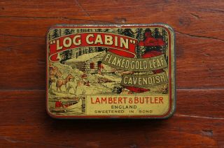 Log Cabin vintage tobacco tin box advertising 2