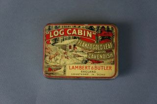 Log Cabin vintage tobacco tin box advertising 3