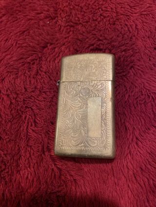 Vintage Zippo Brass Venetian Scroll Slim Size Lighter