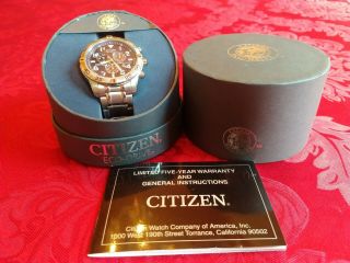 Citizen Eco - Drive Wr 100 Silver Blue Dial Chronograph Solar Powered | Gn - 4w - S