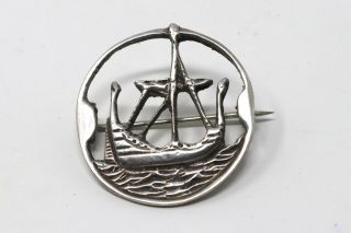 A Vintage Arts & Crafts Style Sterling Silver 925 Cut Out Ship Brooch 27109