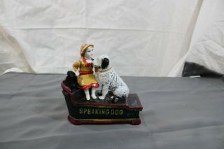 Vintage Cast Iron " Speaking Dog " Mechanical Bank