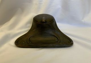 Antique Tiffany Studios Art Nouveau Bronze Inkwell In The Wave Pattern