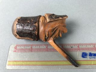 Antique Wood Carved Pipe Native American Figure