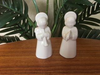 Rare Vintage Royal Copenhagen Set Of Two Porcelain Choir Angel Figurines