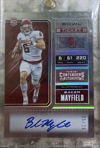 2018 Panini Contenders Baker Mayfield /25 Autograph Oklahoma Sooners