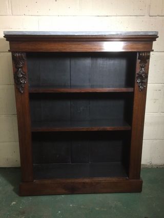 A Fine William Iv Rosewood Dwarf Open Bookcase With A Grey Marble Top