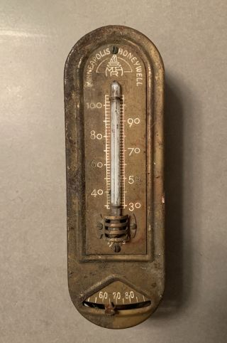 Vintage Minneapolis Honeywell Regulator Co Thermostat Metal Art Deco Steampunk