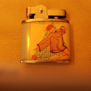 Vintage Atlantis Automatic Lighter With Pin Up Girls Double Sided