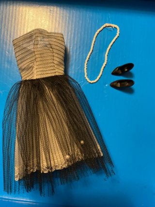 Vintage Barbie Clone Black Lace Cocktail Dress With Shoes And Necklace Japan