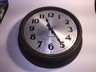 Vintage International Time Recording Co Industrial Metal Wall Clock Endicott Ny