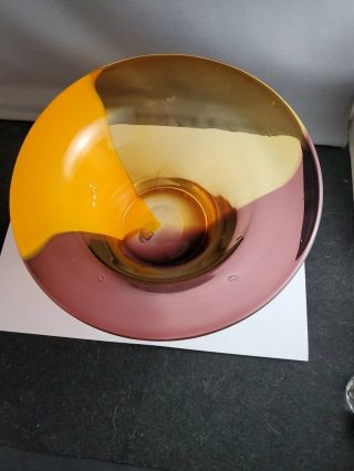 Vintage Teleflora Hand Blown Art Glass Bowl/vase - Orange Amber Purple