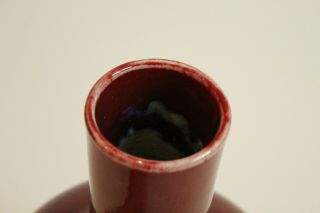O - Chinese Oxblood Flambe Sang de Boeuf Vase 6 Character Signed Long Neck 4