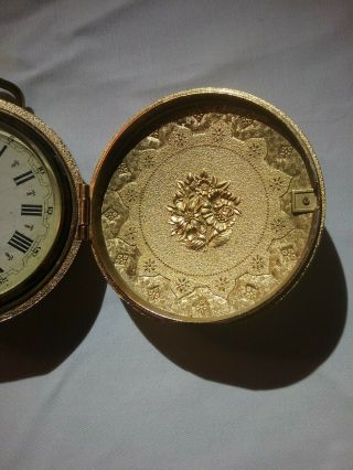 Vintage Bulova Pocket Watch Style Wind Up Alarm Clock 2RA 027 Roman Numerals 2