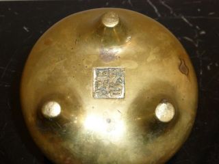Antique Signed Chinese Bronze Incense Burner or Censer with Ear Handles 5