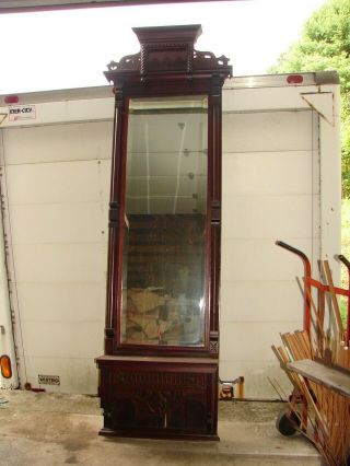 Antique Walnut Eastlake Victorian Pier Mirror W/ Marble Shelf - Old &