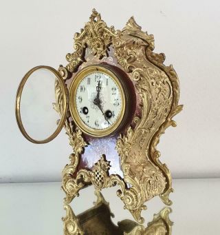 Antique French Mantle Clock Rococo 1880 Gilt Bronze Rococo 3 Piece Set 5