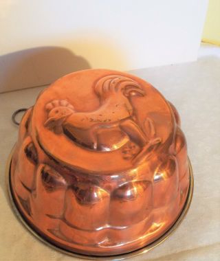 QUALITY VINTAGE COPPER CAKE OR JELLY MOULD cockeral 2