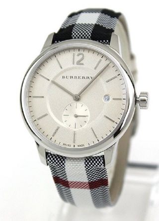 Burberry Unisex Swiss Silver Check Fabric Strap Watch 40mm Bu10002