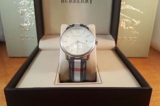 Burberry Unisex Swiss Silver Check Fabric Strap Watch 40mm BU10002 2