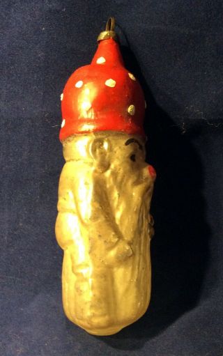 Antique German Santa Gnome With Mushroom Hat Christmas Ornament 2