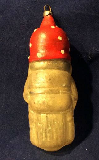 Antique German Santa Gnome With Mushroom Hat Christmas Ornament 3