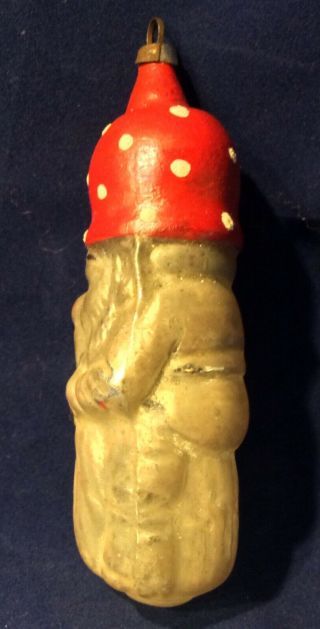 Antique German Santa Gnome With Mushroom Hat Christmas Ornament 4