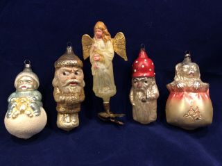 Antique German Santa Gnome With Mushroom Hat Christmas Ornament 5