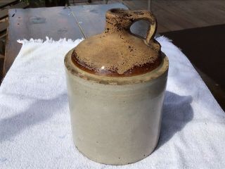 Vintage Stoneware Pottery Whiskey Crock 1 Gallon,  Old But Great Display Piece