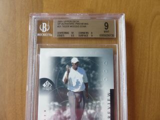 2001 SP Authentic Preview 21 Tiger Woods Rookie RC BGS 9 Sub 10 Grade 2