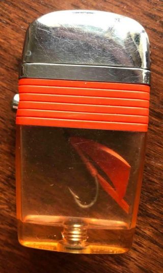 Vintage Scripto Vu Lighter With Fishing Fly