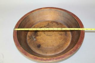 LATE PILGRIM PERIOD 17TH C AMERICAN TURNED & HEWN MAPLE BOWL IN PAINT 4