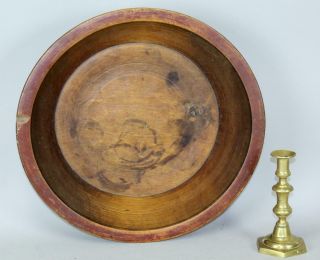 LATE PILGRIM PERIOD 17TH C AMERICAN TURNED & HEWN MAPLE BOWL IN PAINT 6