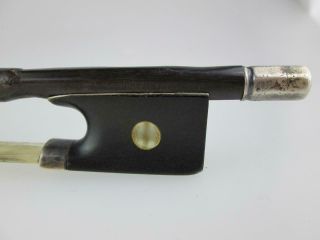 Interesting Antique 19th Century Silver Mounted Violin Bow Circa 1870