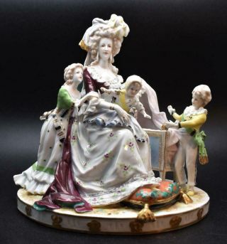 Fine Large Antique Ackermann & Fritze Marie Antoinette Figure Group - Volkstedt