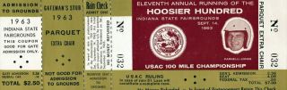 Vintage 1963 Hoosier Hundred Ticket Indiana State Fairgrounds