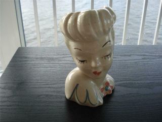 Vintage 7 " Betty Grable Lady Head Vase White Glamour Girl Heavy