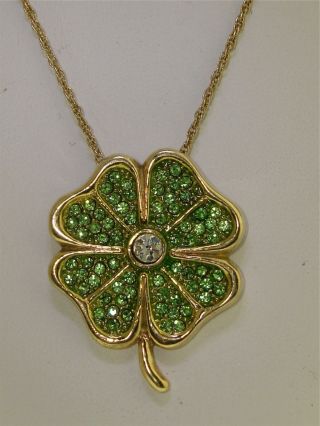 Vintage Lenox Gold Plated Sterling Sparkling Cz Irish Blessing Pendant Necklace
